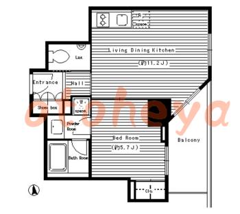 楽器可の賃貸物件 1 LDK 15.5万円の図面１