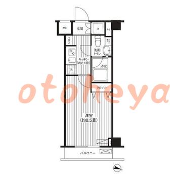 防音室のある楽器可 賃貸物件 1 K 11.1万円の図面１